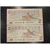 Image 2 : 2x 1986 Canadian $2 bills