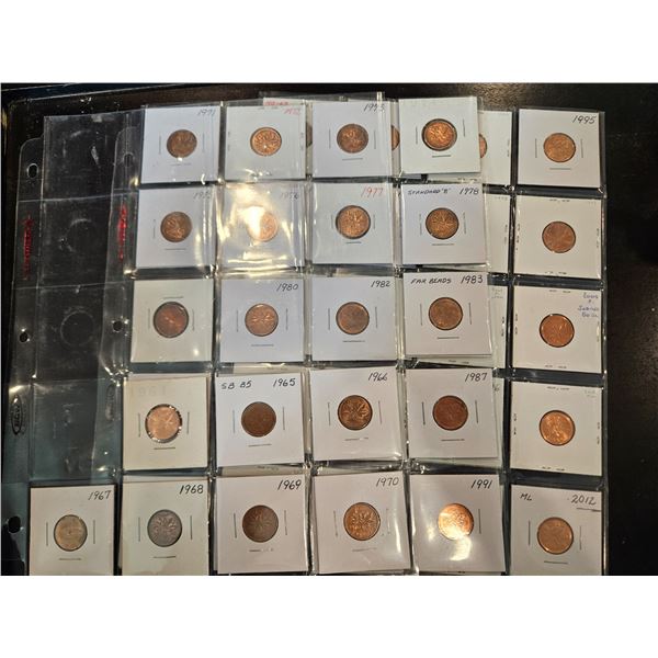 1964-2012 Canadian pennies- almost complete set