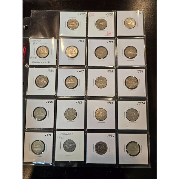 1979-1997 Canadian nickels- almost complete set