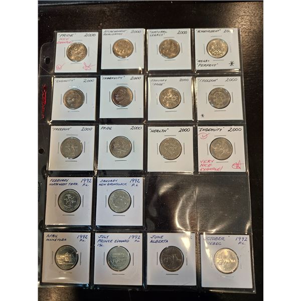 12x 200 & 6x 1992 Canadian quarters