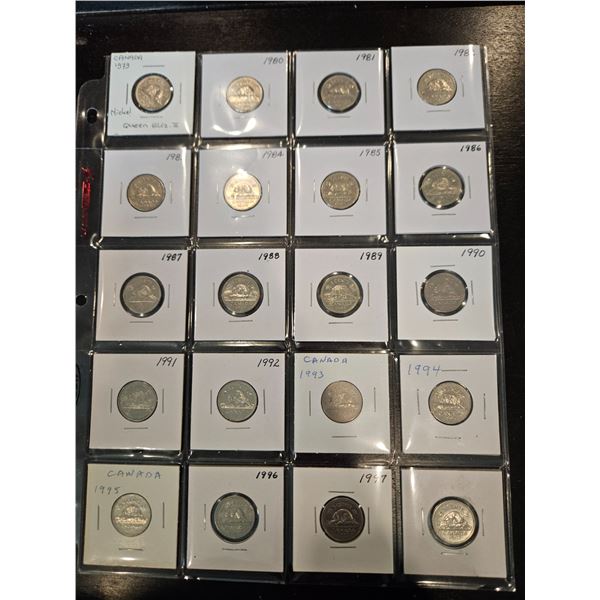 1979- 1998 Canadian nickels- almost complete set