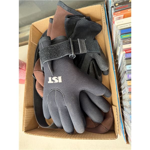 Water, gloves, and boots