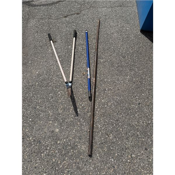 Clippers broom handle and prybar