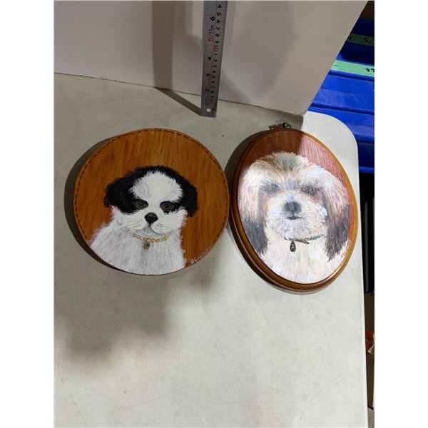 Mickey and Minnie hand painted dog portraits