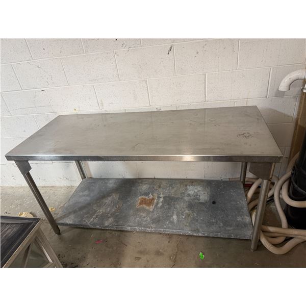 Stainless steel table with wood prep top 60" x 24" x 31" tall