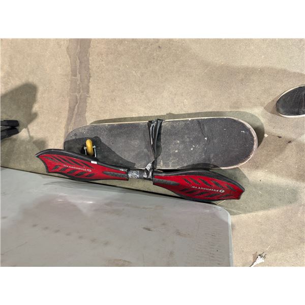 Ripstik and skateboard