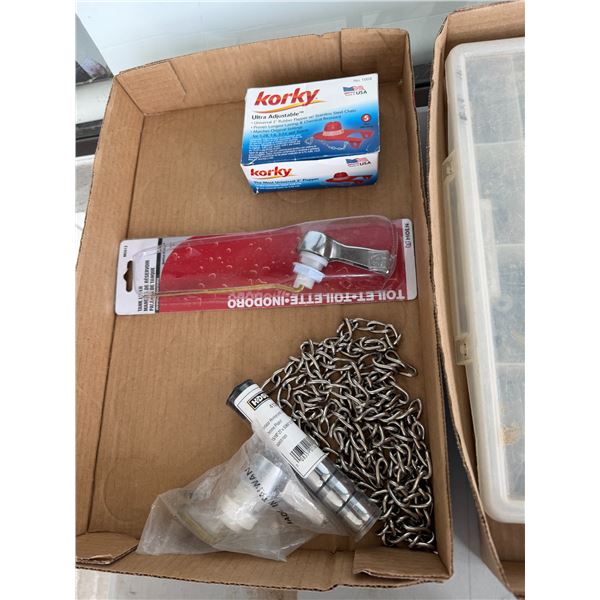 Chain, rubber, flapper, plumbing items, etc.
