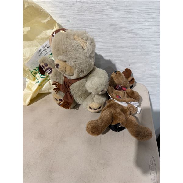 1989 Zeddy Zellers, bear mascot and a small reindeer toddler backpack