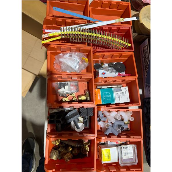 Hinges and other items with orange containers