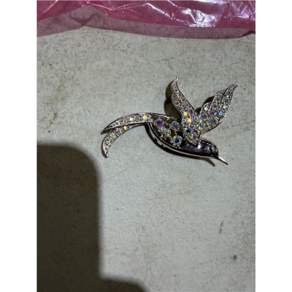 Sarah Coventry bird of paradise, aurora borealis, rhinestones brooch