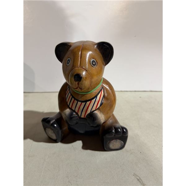 Vintage wood carved and painted bear