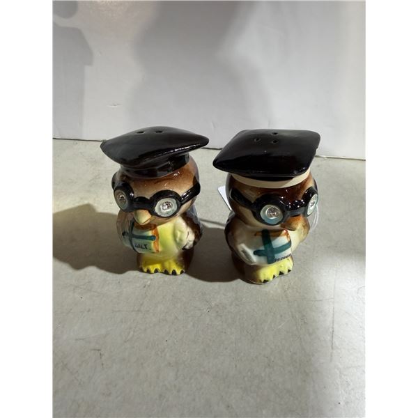 NAPCO Owl, salt and pepper with rhinestone eyes