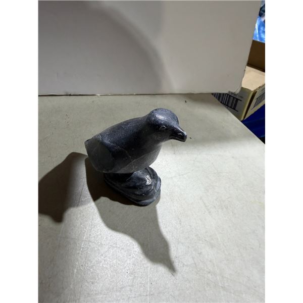Vintage Inuit carved stone bird signed