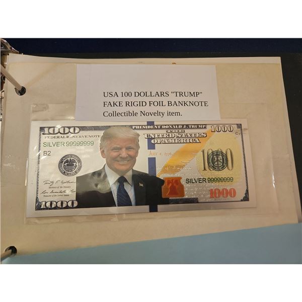 USA Fake Trump 100 dollars foil bank note