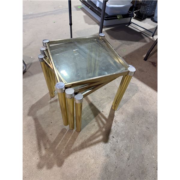 3 brass and glass end tables