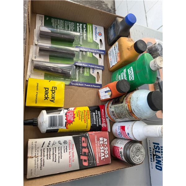 Assorted fluid fluids and fuel tank repair items