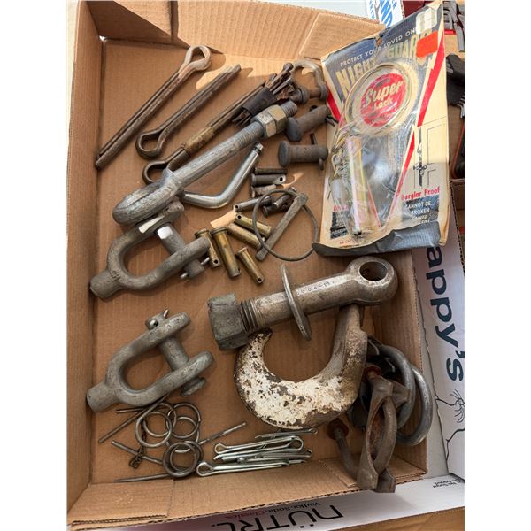 vintage hardware and industrial rigging equipment, likely from a sawmill, farm, or estate