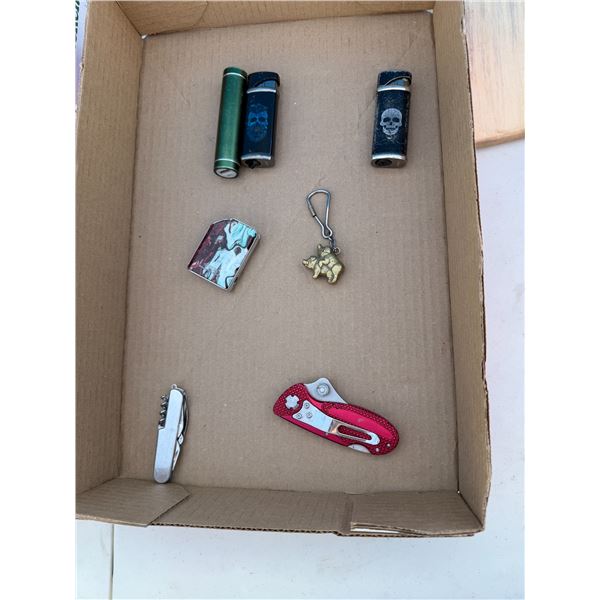 Lighters keychain and folding knife