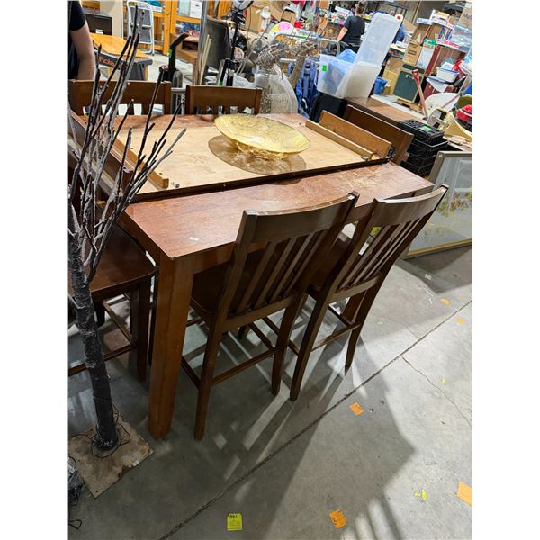 Bar height table and six stools needs refinishing
