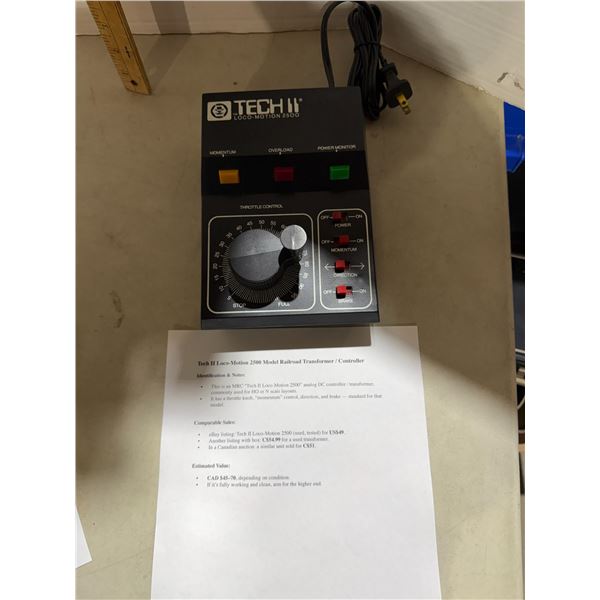 Tech ll locomotion 2500 model railroad transformer controller