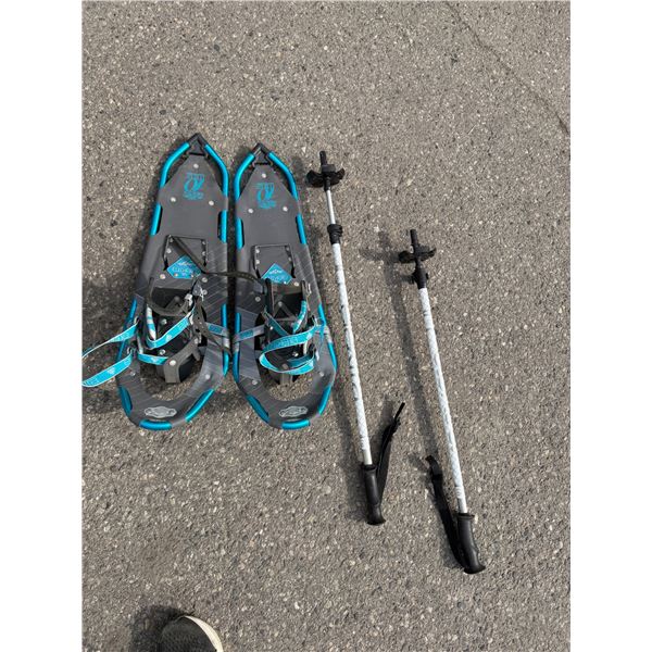 Snow shoes, and poles