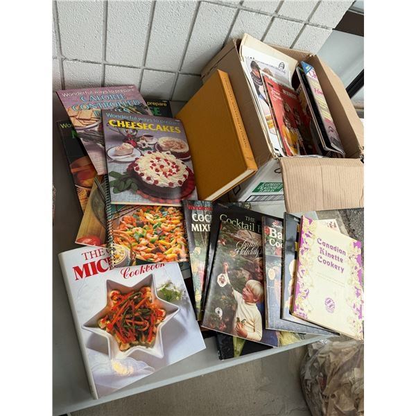 Microwave and other cookbooks and crafting magazine