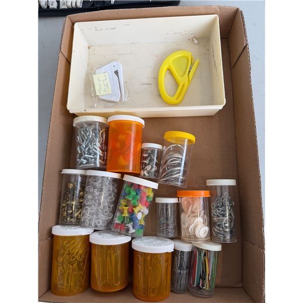 Paper clip clips, thumbtack, and other items