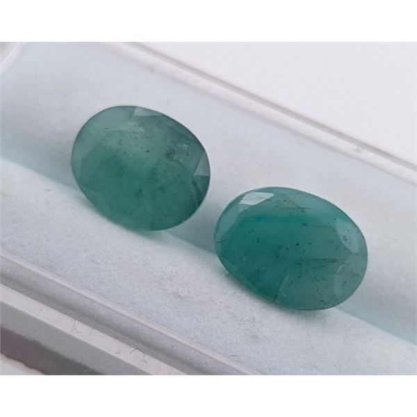 5.61 ct Certified Zambian Emerald gemstone Pair ($8,000 Appraisal)