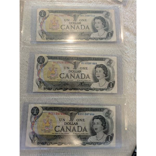 3x 1973 Canada $1 bills