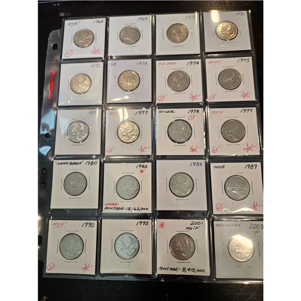 Canada 25 cent coins 1968-2003