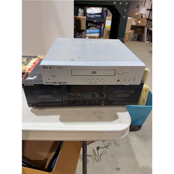 Electronics, Sony, cassette player and Apex DVD player