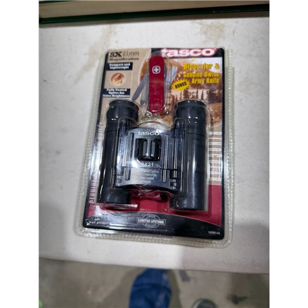 Tasco binoculars and army knife