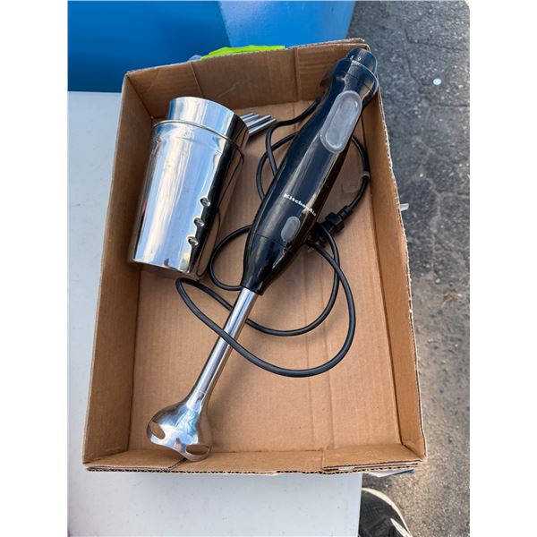 KitchenAid hand blender with mixing cups and straws