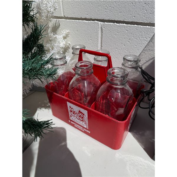 Milk crate with milk bottle bottles