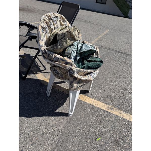 2 stacking patio chairs with cover