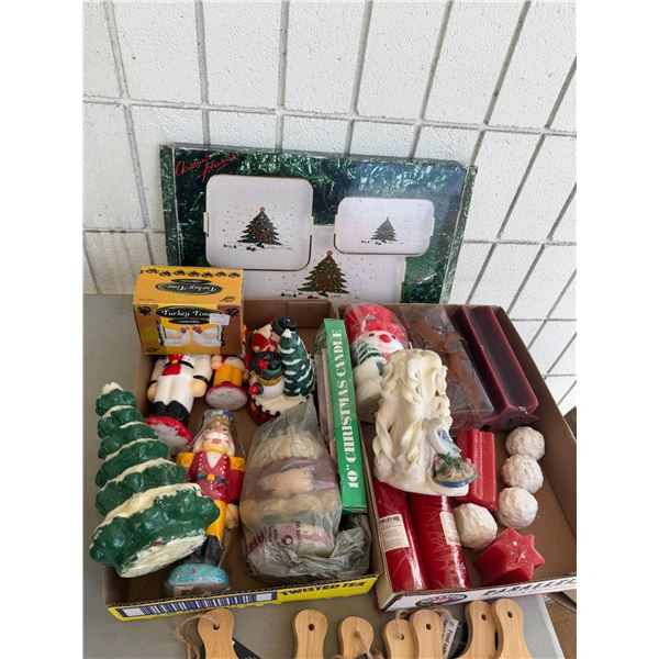 Christmas candles and tray