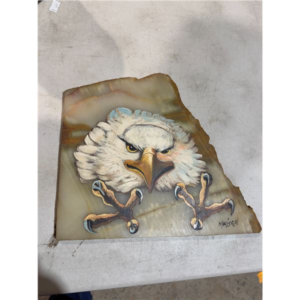 Painted stone signed