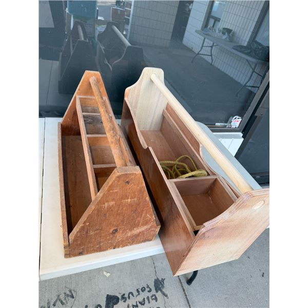 2 wood tool crates