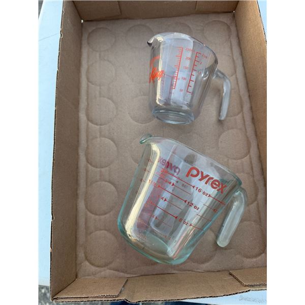 Glass Pyrex and Fire king measuring cups