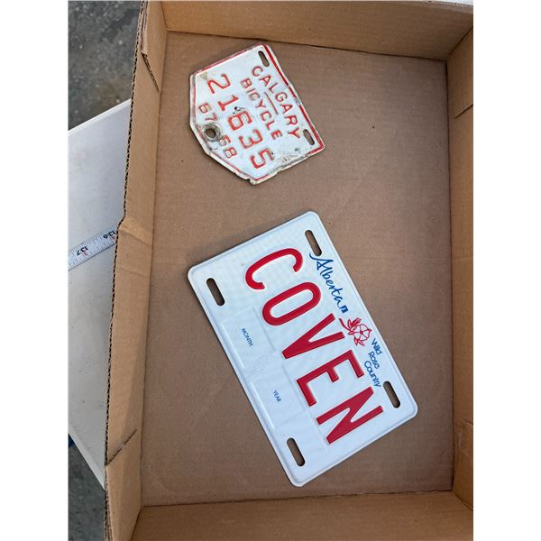 Calgary bicycle license plate and other