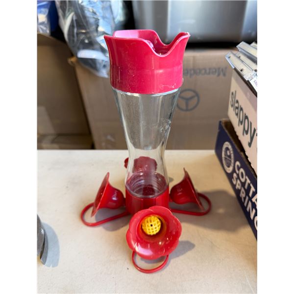 Glass hummingbird feeder