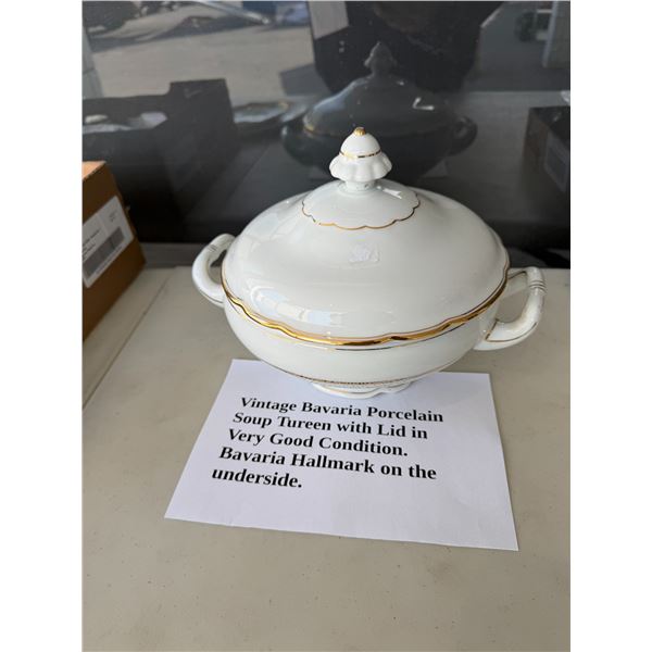 Vintage barbarian porcelain soup, terrain with lid