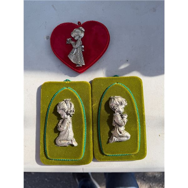 Vintage velvet and pewter decor