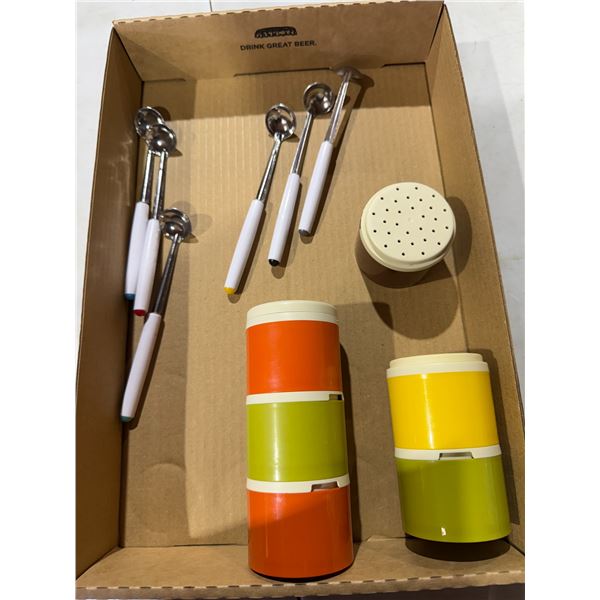 Tupperware, spice Containers and other fondue spoons