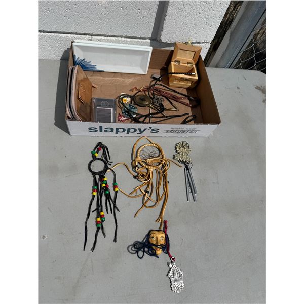 Bolo ties, Dreamcatcher, windchimes and other items