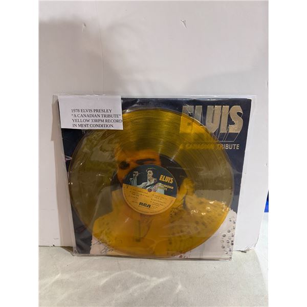 1978 Elvis Presley Canadian tribute yellow 33 RPM record