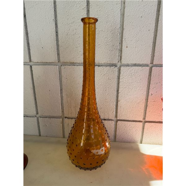 Empoli Amber Hobnail Glass Genie Bottle