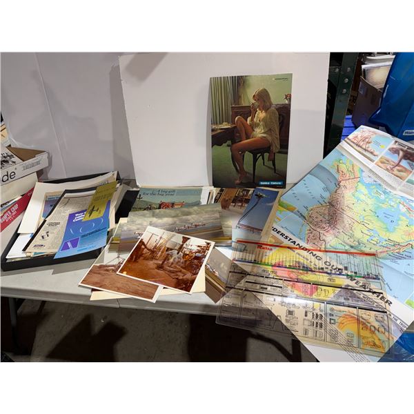 Maps photos, newspaper, clipping, etc.