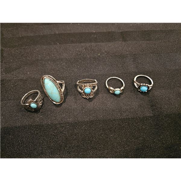 5 new silver plated rings