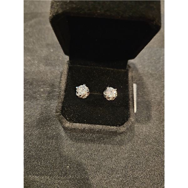 1.0ct each Swirl halo stud earrings